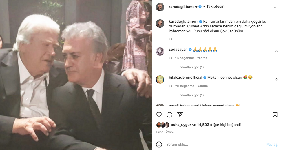 Yeşilçam'ın usta ismi hayata veda etti! Sanat camiasının ünlü isimlerinden Cüneyt Arkın paylaşımları - Sayfa 28