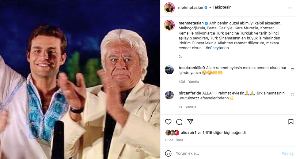 Yeşilçam'ın usta ismi hayata veda etti! Sanat camiasının ünlü isimlerinden Cüneyt Arkın paylaşımları - Sayfa 18