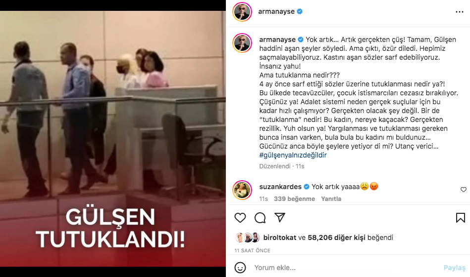 Ünlü isimler tutuklanan Gülşen'e ve hakaretine destek verdiler - Sayfa 18