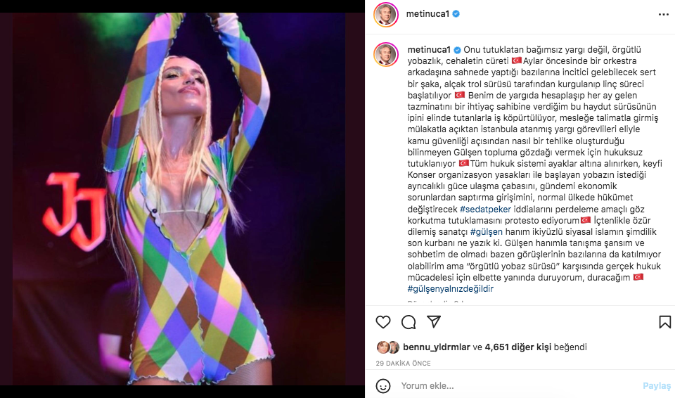 Ünlü isimler tutuklanan Gülşen'e ve hakaretine destek verdiler - Sayfa 7