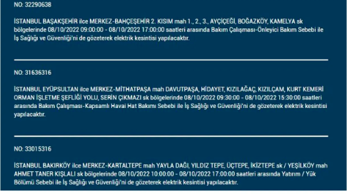 İstanbul'da elektrik kesintisi! BEDAŞ 7 Ekim Cuma elektrik kesintilerinin yapılacağı ilçeleri açıkladı! - Sayfa 8