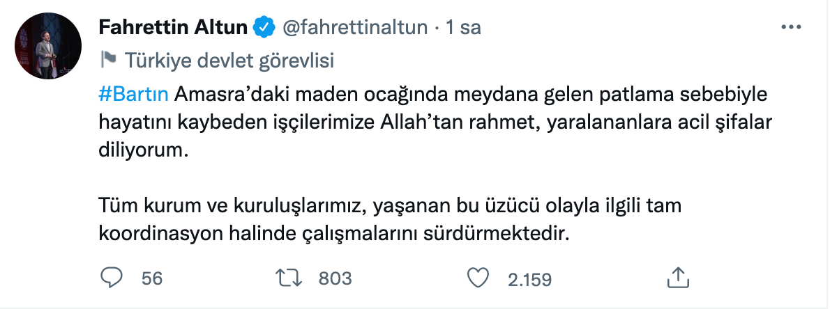 Bartın’da yaşanan patlamanın ardından siyasiler ‘başsağlığı’ mesajı yayımladı - Sayfa 11