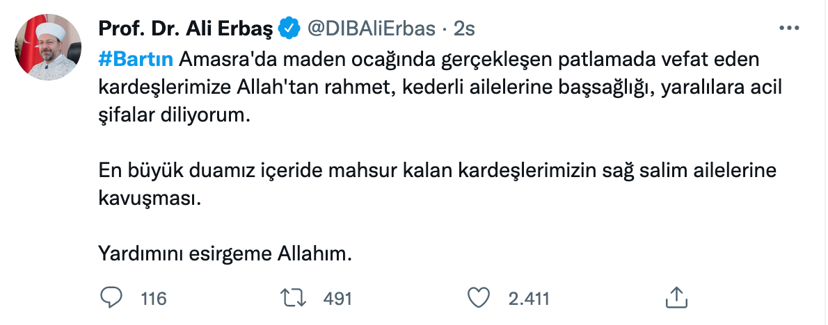 Bartın’da yaşanan patlamanın ardından siyasiler ‘başsağlığı’ mesajı yayımladı - Sayfa 16