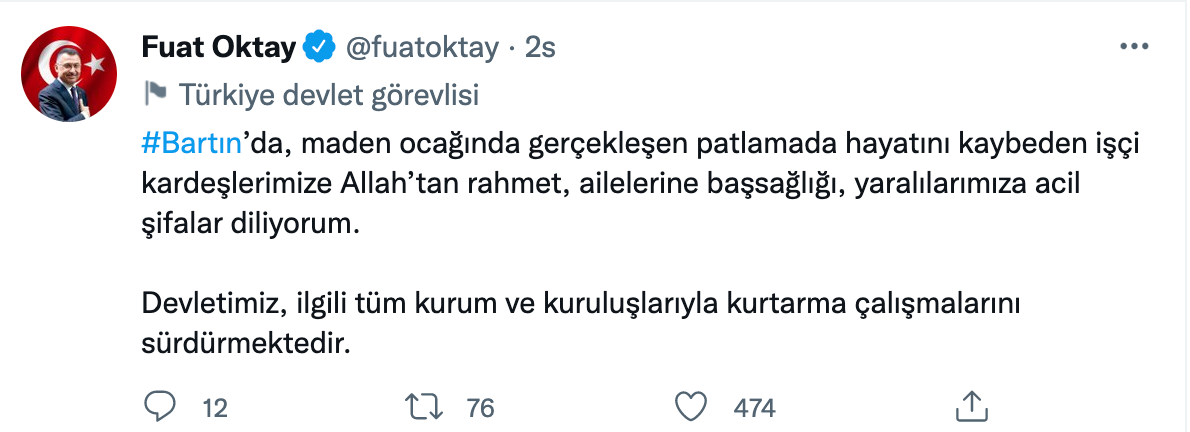 Bartın’da yaşanan patlamanın ardından siyasiler ‘başsağlığı’ mesajı yayımladı - Sayfa 8