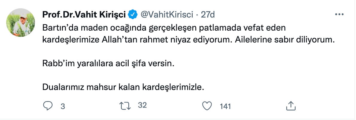 Bartın’da yaşanan patlamanın ardından siyasiler ‘başsağlığı’ mesajı yayımladı - Sayfa 13