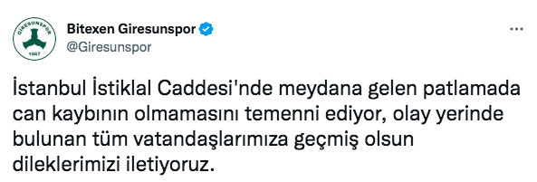 Spor kulüplerinden Taksim'deki patlamaya ilişkin kınama mesajları - Sayfa 6