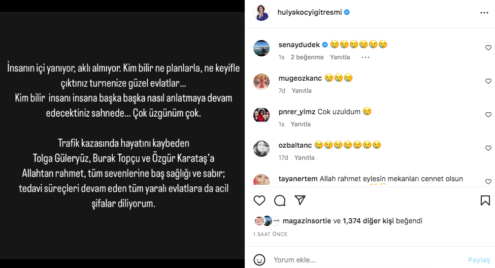 Tolga Güleryüz, Burak Topçu ve Özgür Karataş'ın hayatını kaybettiği Amasya'daki korkunç kazanın ardından ünlü isimlerden taziye mesajları - Sayfa 10