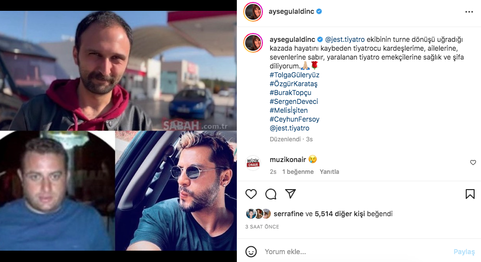 Tolga Güleryüz, Burak Topçu ve Özgür Karataş'ın hayatını kaybettiği Amasya'daki korkunç kazanın ardından ünlü isimlerden taziye mesajları - Sayfa 11