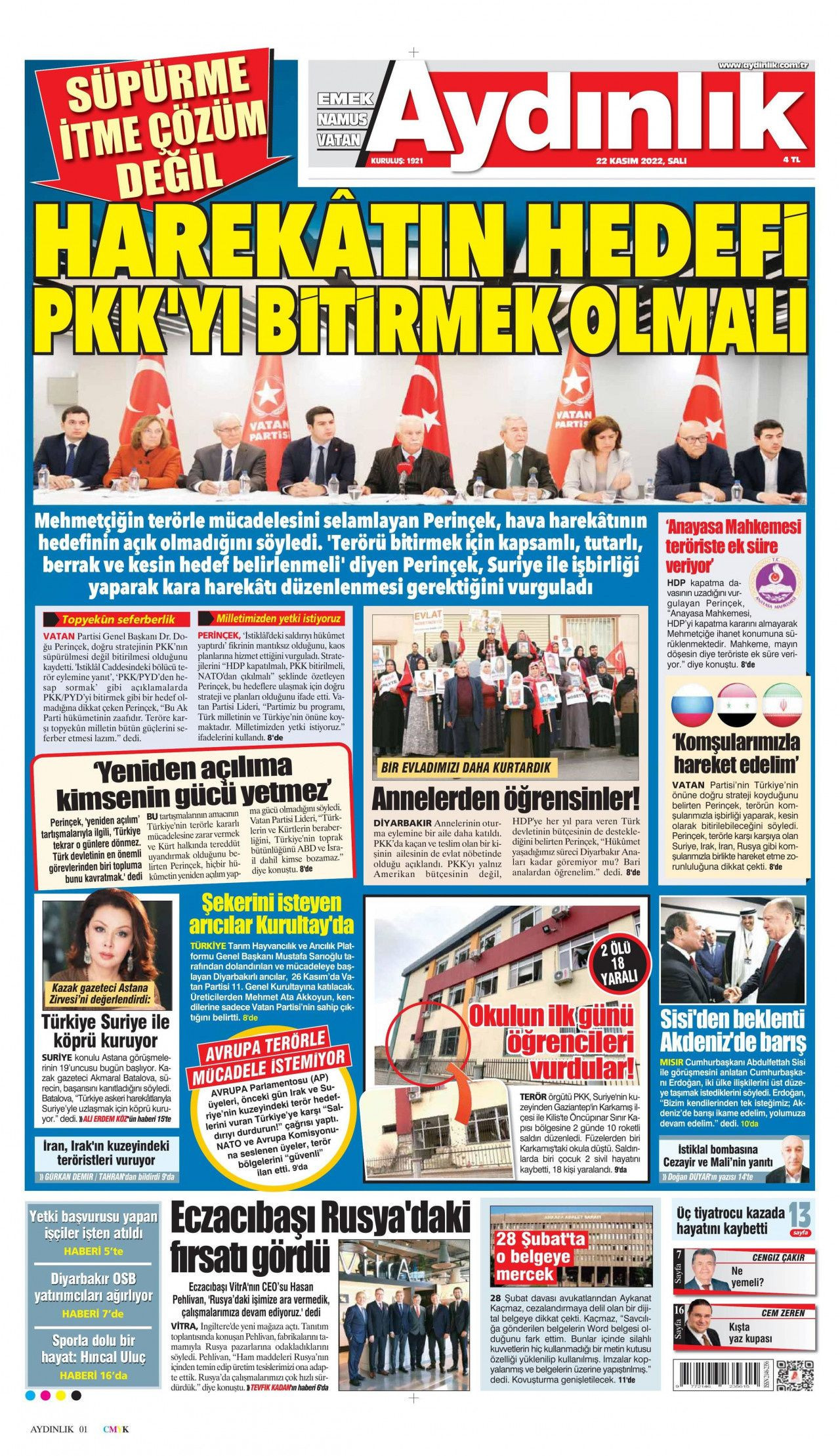 22 Kasım 2022 gazete manşetleri | ABD'nin YPG'si yine çocuk katletti - Sayfa 5