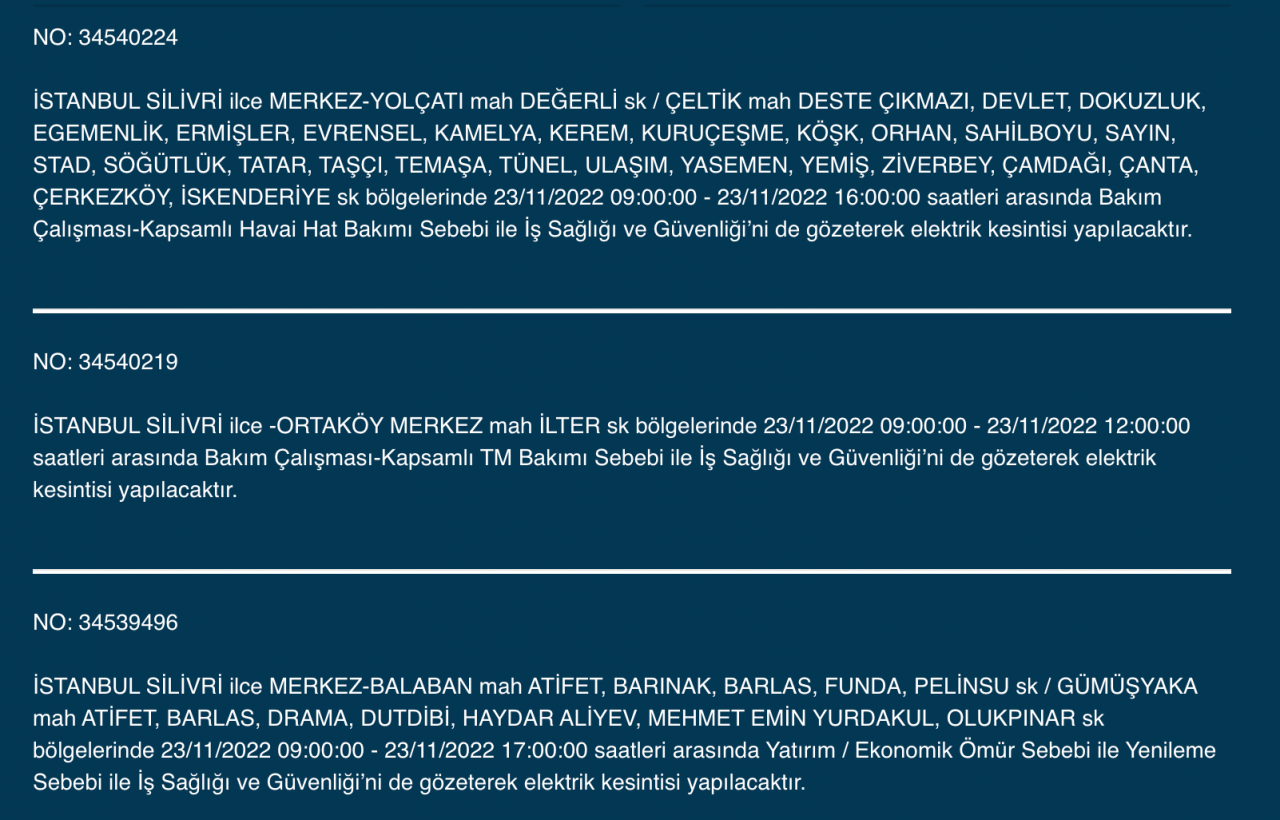İstanbul'da çok sayıda ilçede elektrikler kesilecek! İşte detaylar (23 KASIM ÇARŞAMBA) - Sayfa 26