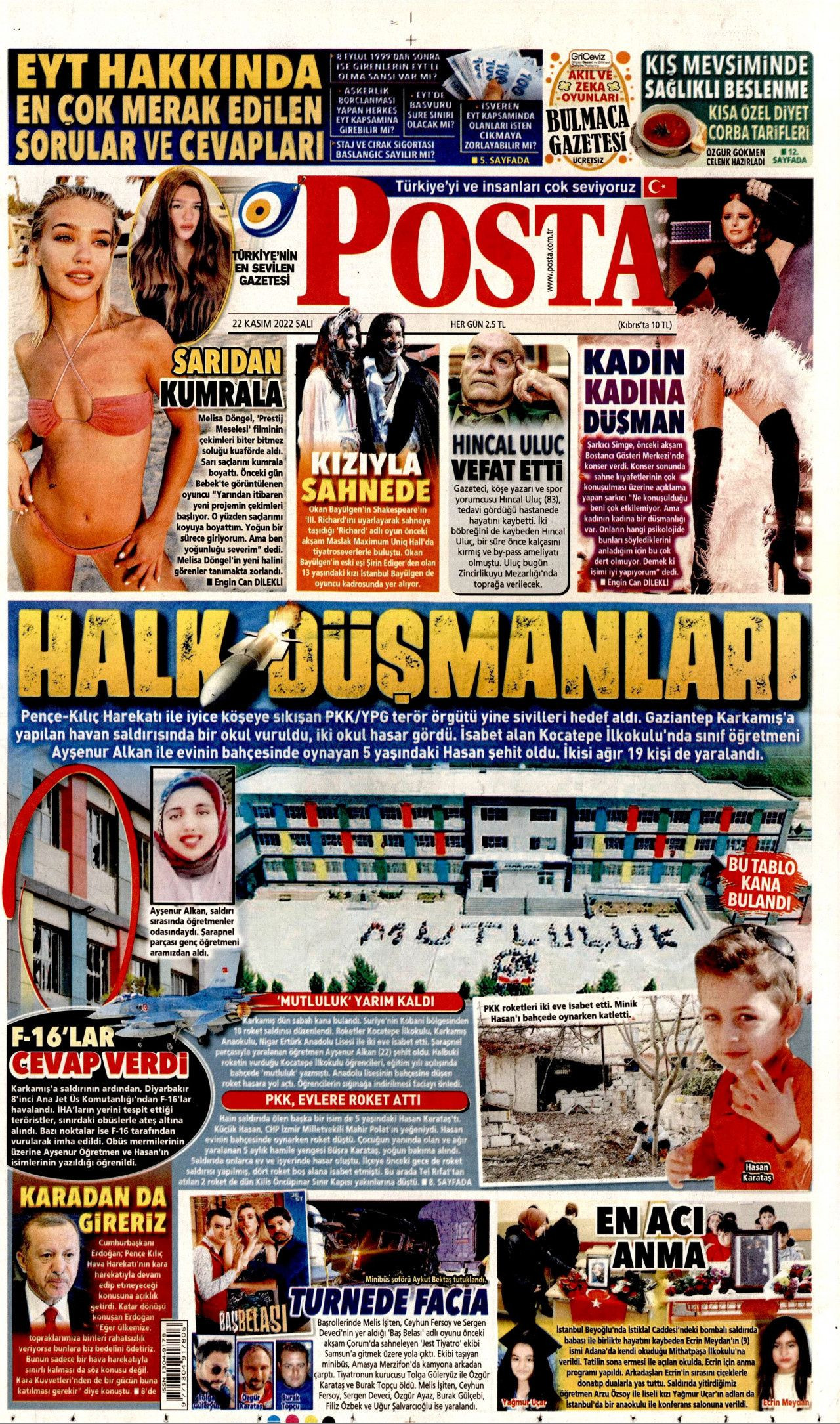 22 Kasım 2022 gazete manşetleri | ABD'nin YPG'si yine çocuk katletti - Sayfa 8