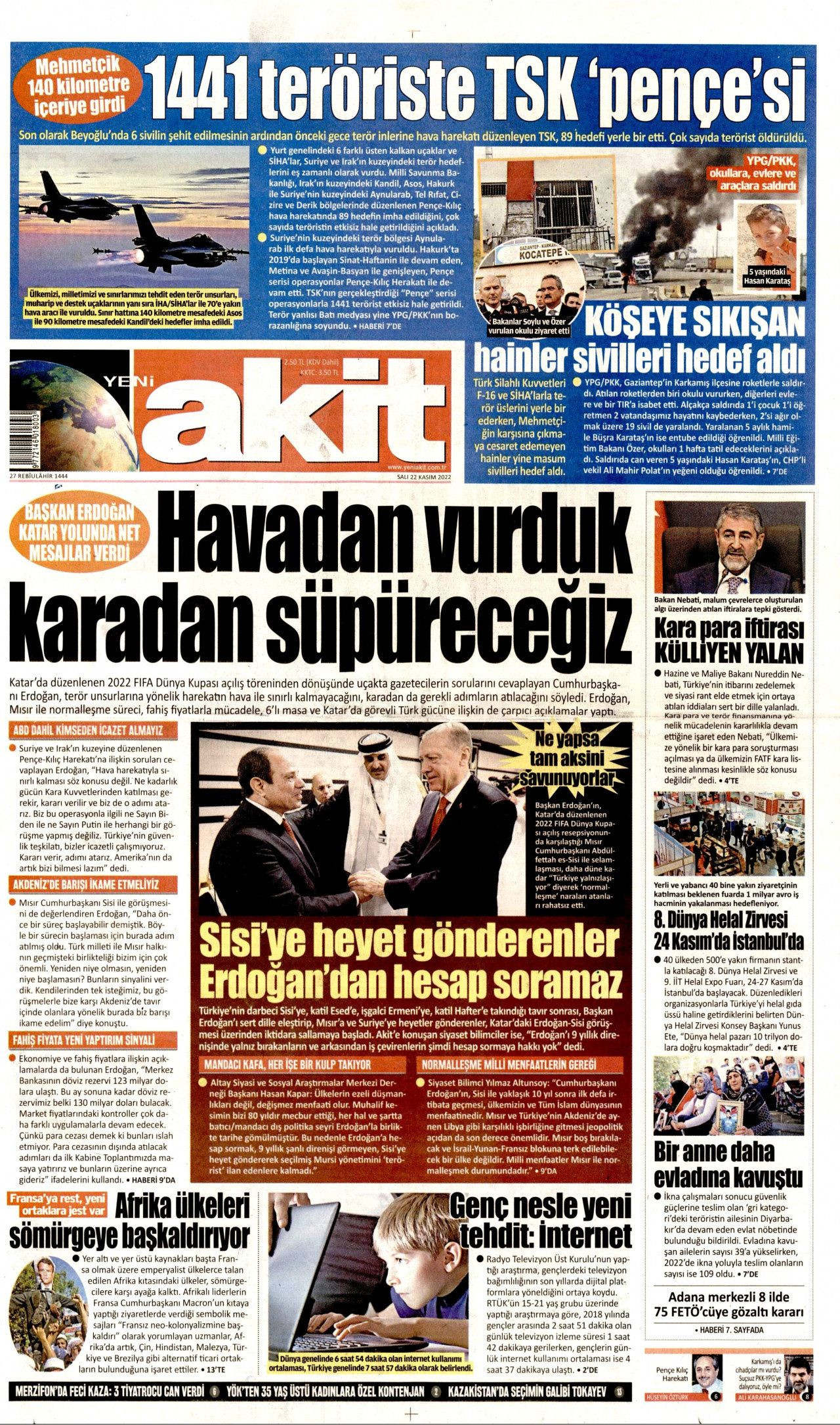 22 Kasım 2022 gazete manşetleri | ABD'nin YPG'si yine çocuk katletti - Sayfa 6