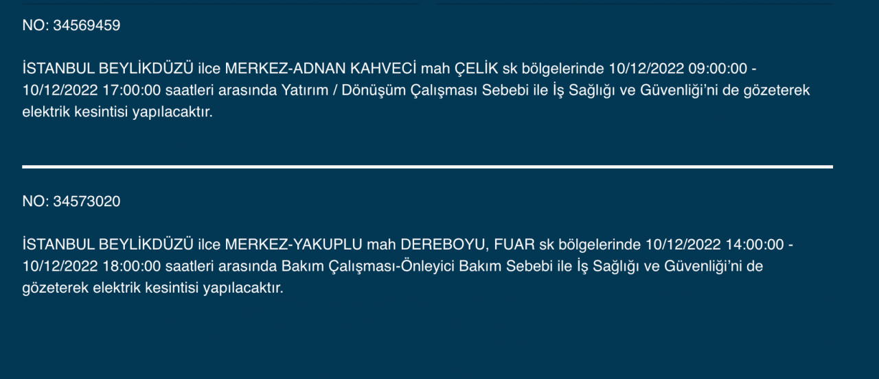 İstanbul’un 27 ilçesinde elektrik kesintisi (10 ARALIK) - Sayfa 6