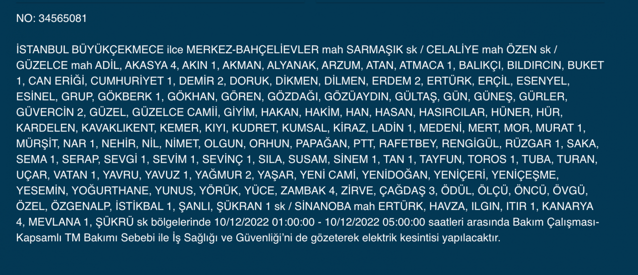 İstanbul’un 27 ilçesinde elektrik kesintisi (10 ARALIK) - Sayfa 8