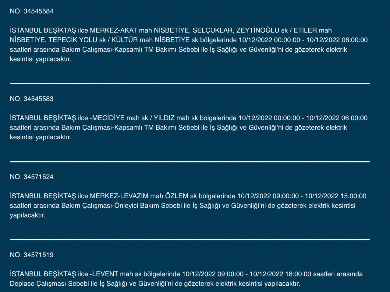 İstanbul’un 27 ilçesinde elektrik kesintisi (10 ARALIK) - Sayfa 5
