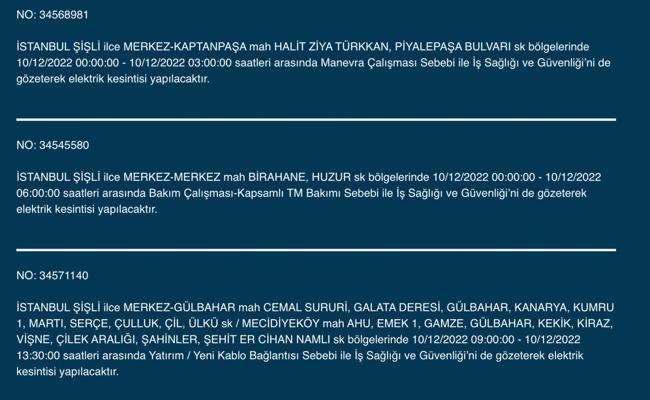 İstanbul’un 27 ilçesinde elektrik kesintisi (10 ARALIK) - Sayfa 21