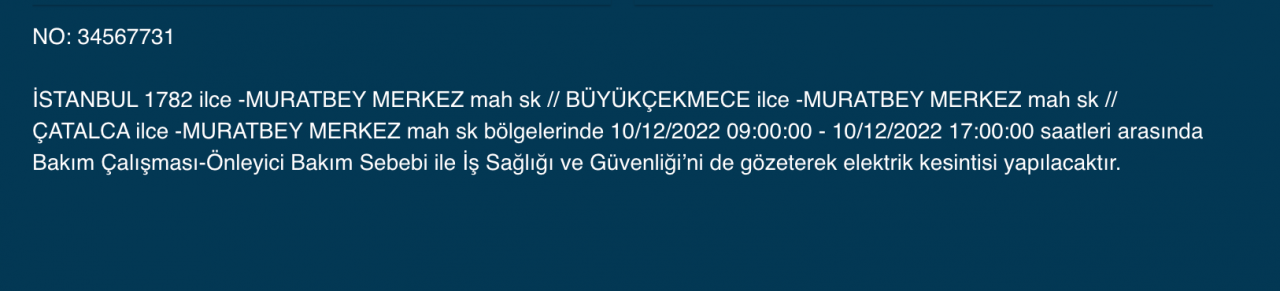 İstanbul’un 27 ilçesinde elektrik kesintisi (10 ARALIK) - Sayfa 9