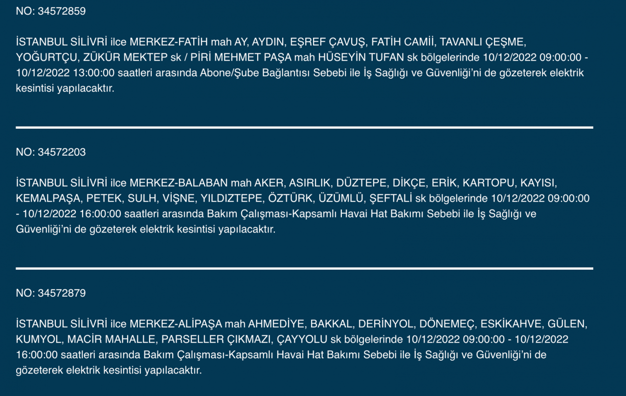 İstanbul’un 27 ilçesinde elektrik kesintisi (10 ARALIK) - Sayfa 19