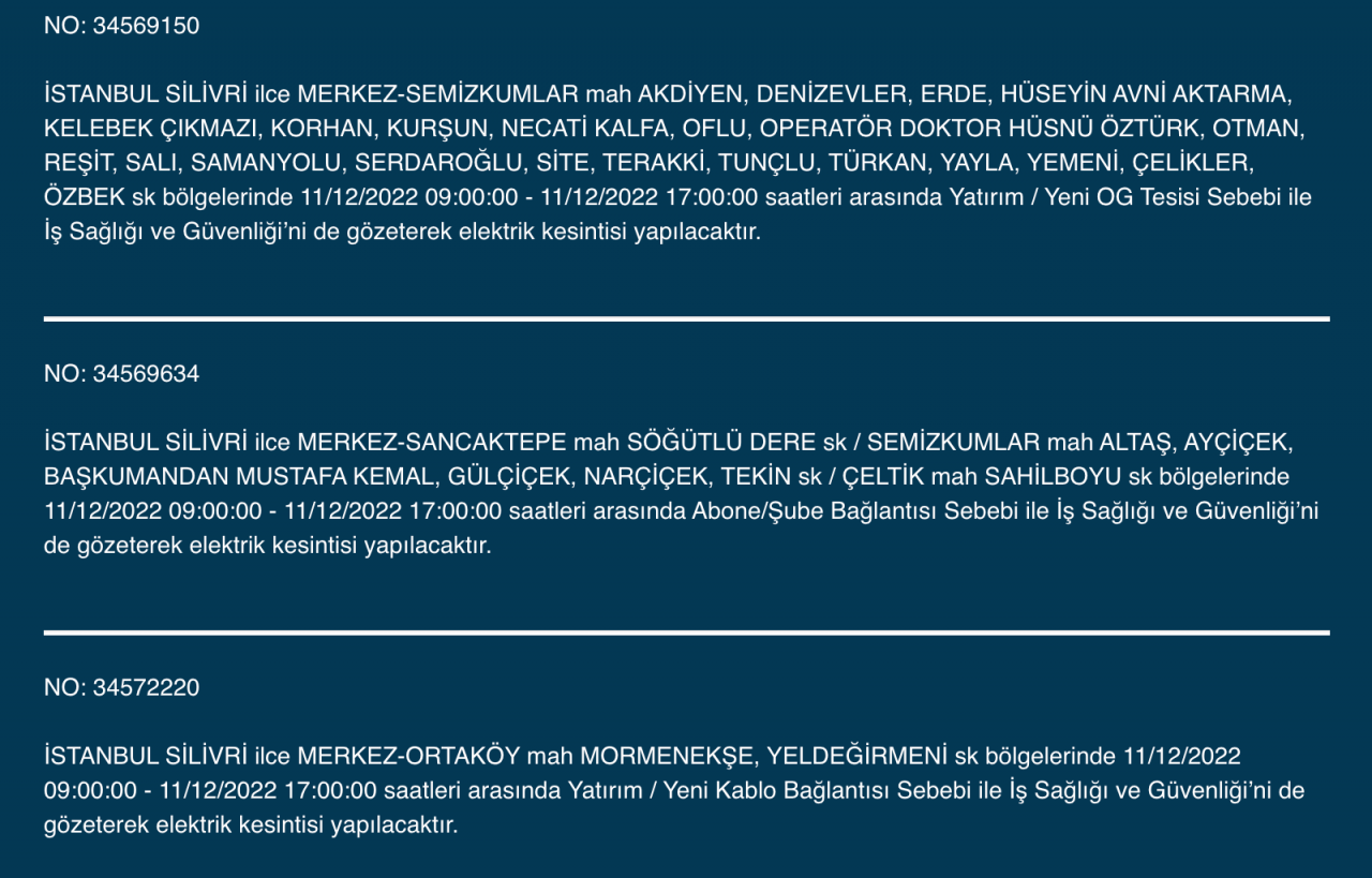 İstanbul’da uzun süreli elektrik kesintisi (11 ARALIK PAZAR) - Sayfa 20