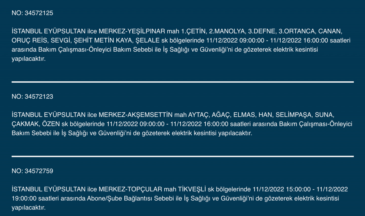İstanbul’da uzun süreli elektrik kesintisi (11 ARALIK PAZAR) - Sayfa 13