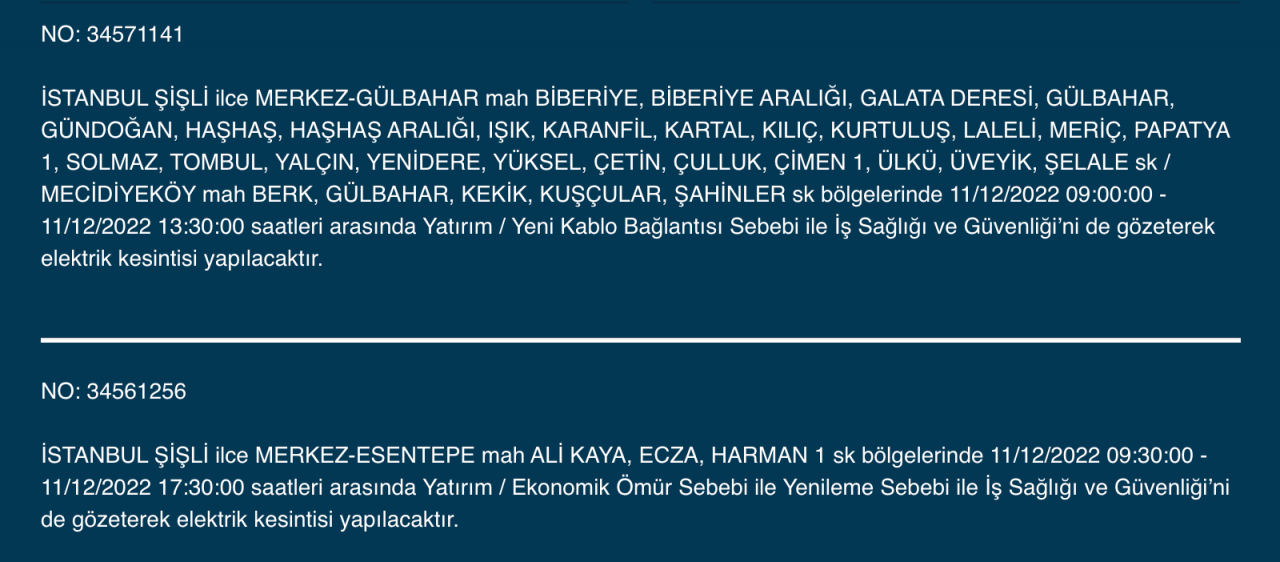 İstanbul’da uzun süreli elektrik kesintisi (11 ARALIK PAZAR) - Sayfa 22
