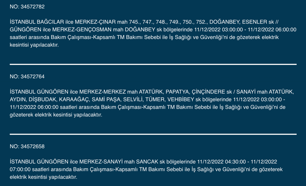 İstanbul’da uzun süreli elektrik kesintisi (11 ARALIK PAZAR) - Sayfa 16