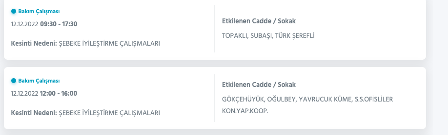 Ankara'da elektrik kesintisi uyarısı (12 Aralık Pazartesi) - Sayfa 16