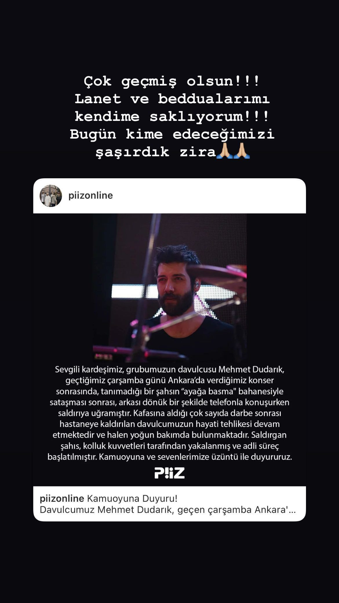 Ünlü isimler, Piiz'in davulcusu Mehmet Dudarık'ın uğradığı saldırıya sessiz kalmadı - Sayfa 5