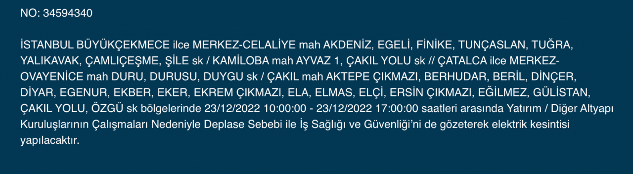 İstanbul’da geniş çaplı elektrik kesintisi (23 ARALIK) - Sayfa 8
