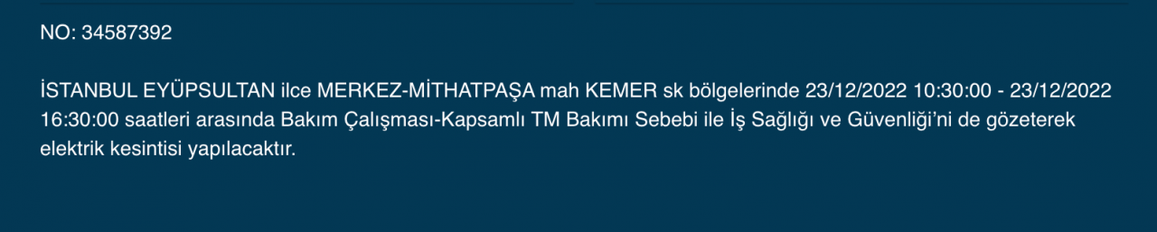 İstanbul’da geniş çaplı elektrik kesintisi (23 ARALIK) - Sayfa 11