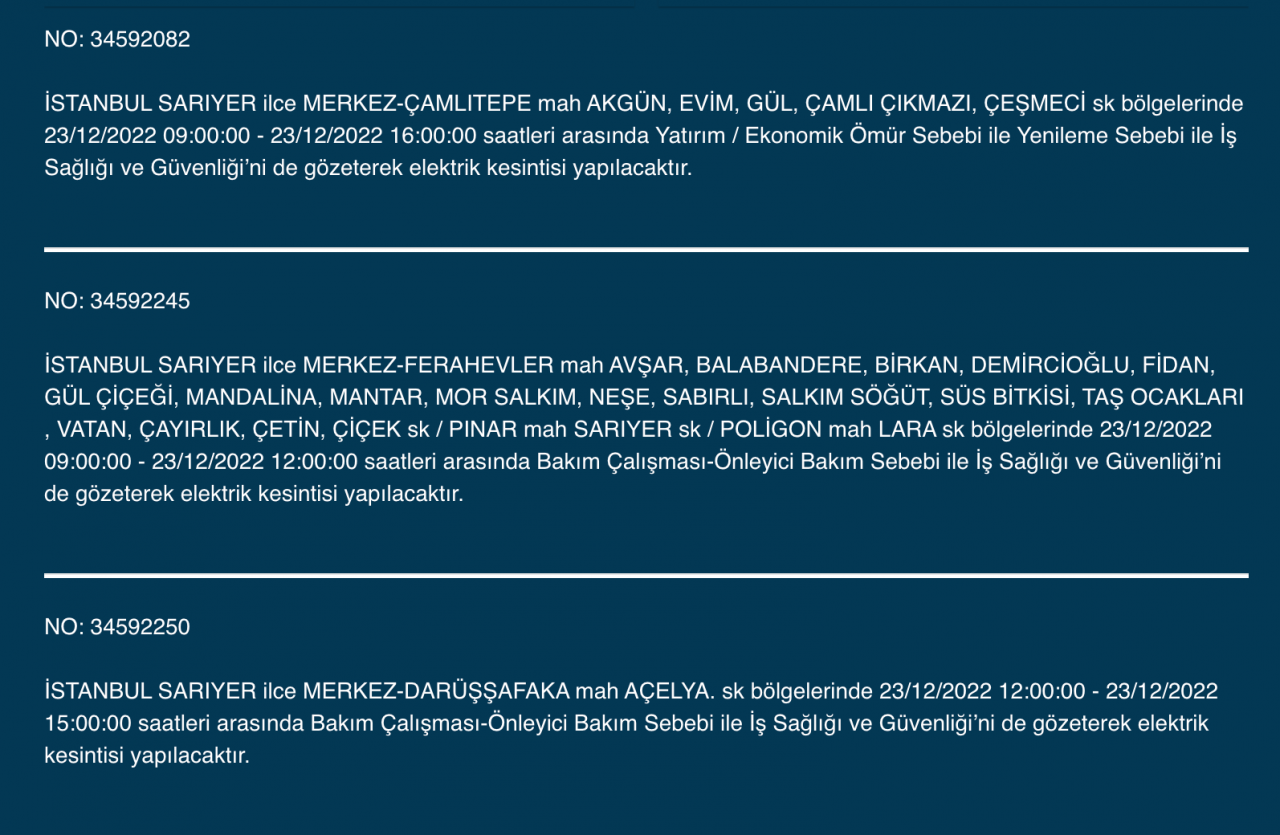 İstanbul’da geniş çaplı elektrik kesintisi (23 ARALIK) - Sayfa 15