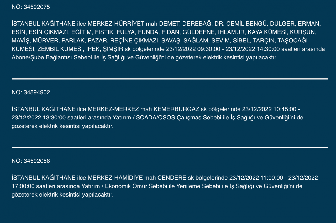İstanbul’da geniş çaplı elektrik kesintisi (23 ARALIK) - Sayfa 14
