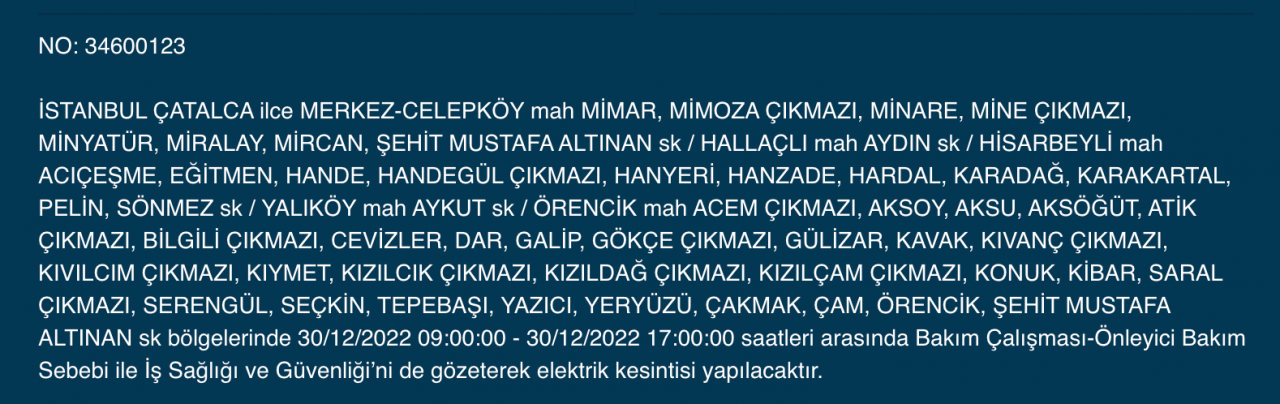 İstanbul'da uzun süreli elektrik kesintisi (30 ARALIK) - Sayfa 11