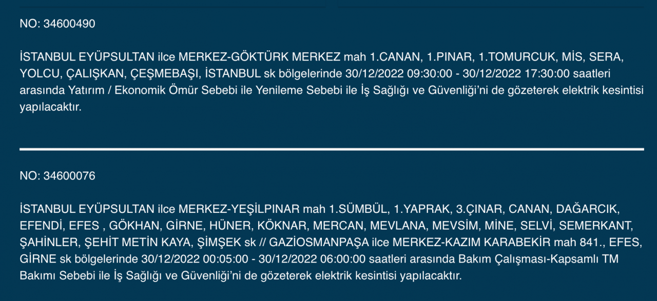 İstanbul'da uzun süreli elektrik kesintisi (30 ARALIK) - Sayfa 13