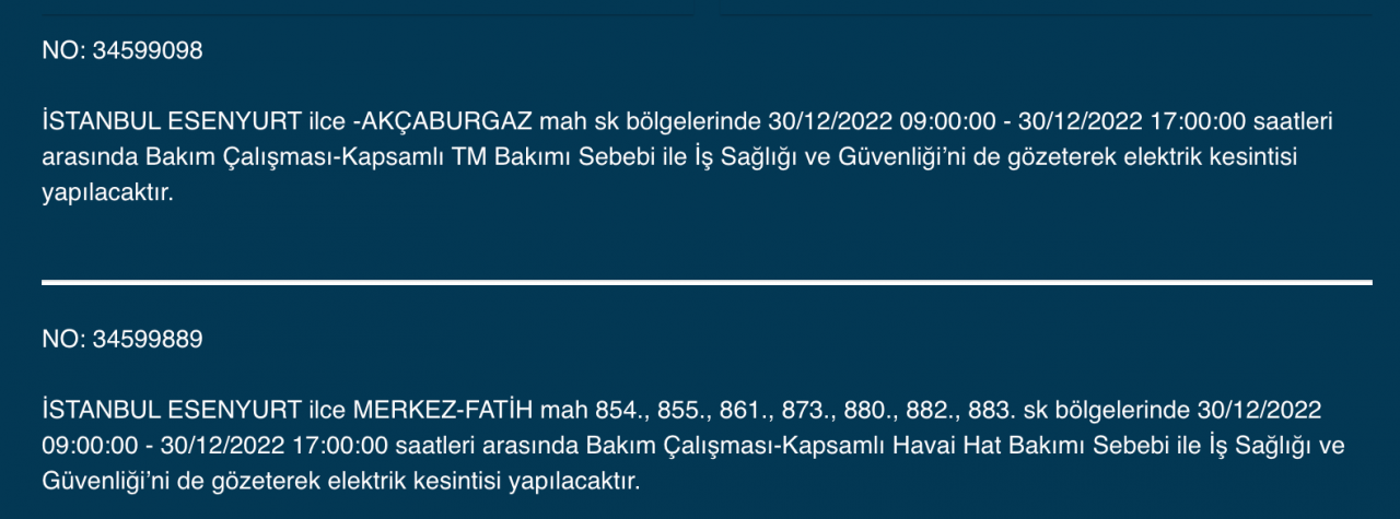 İstanbul'da uzun süreli elektrik kesintisi (30 ARALIK) - Sayfa 12