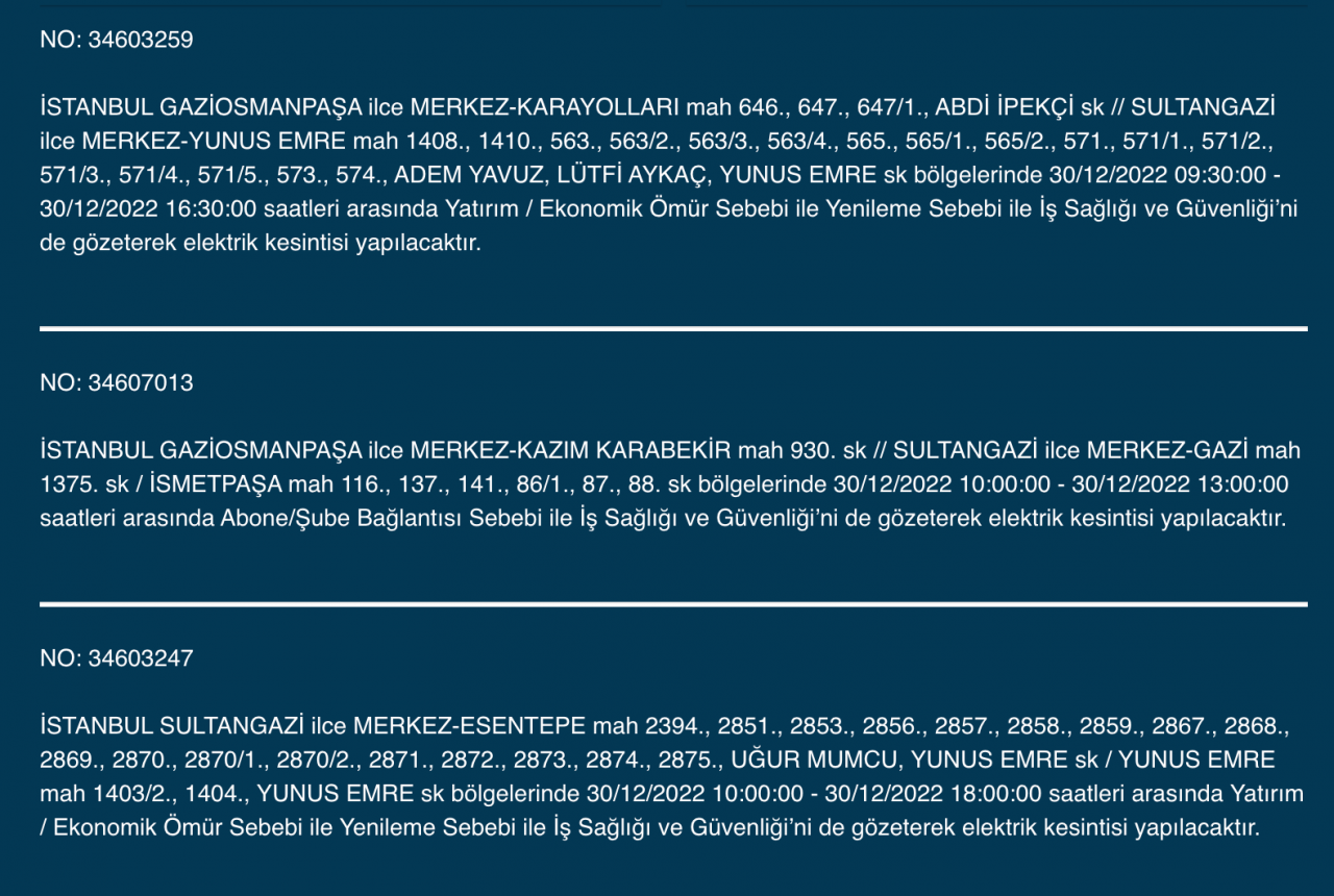 İstanbul'da uzun süreli elektrik kesintisi (30 ARALIK) - Sayfa 22