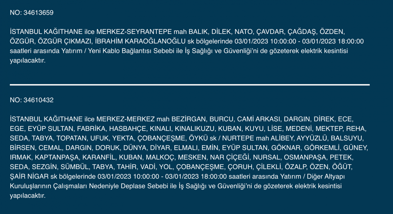 İstanbul’un çok sayıda ilçesinde elektrikler kesilecek (3 OCAK) - Sayfa 18