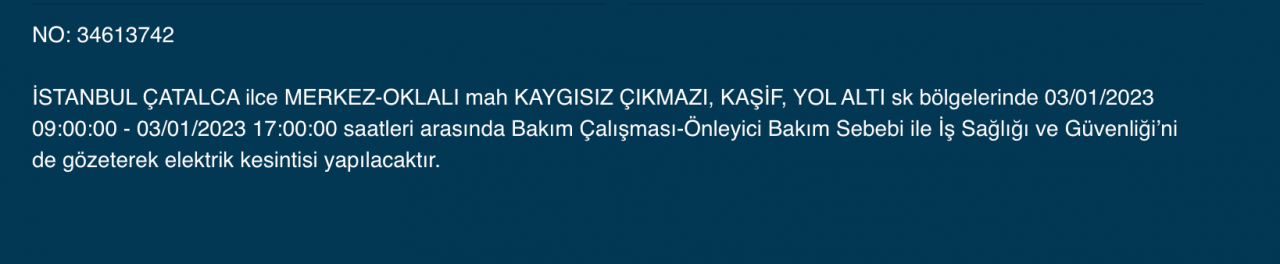 İstanbul’un çok sayıda ilçesinde elektrikler kesilecek (3 OCAK) - Sayfa 11