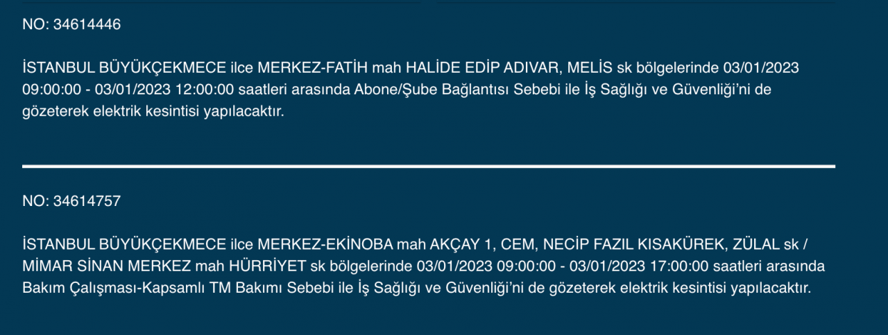 İstanbul’un çok sayıda ilçesinde elektrikler kesilecek (3 OCAK) - Sayfa 10