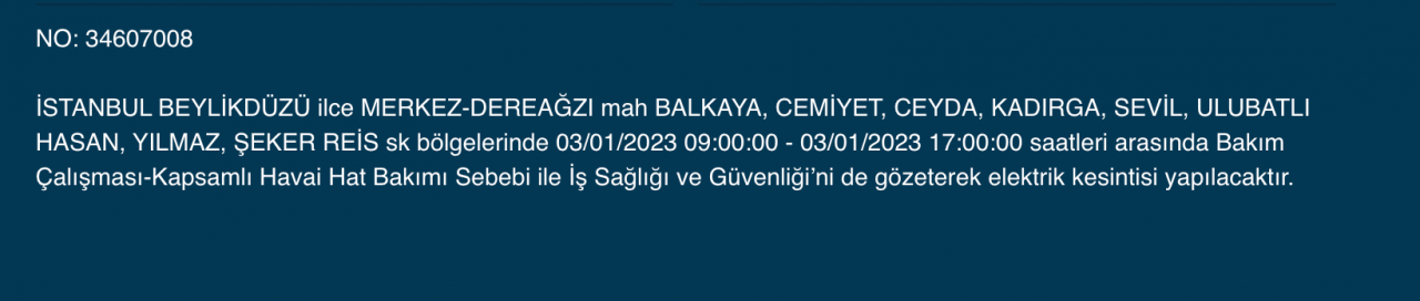 İstanbul’un çok sayıda ilçesinde elektrikler kesilecek (3 OCAK) - Sayfa 8