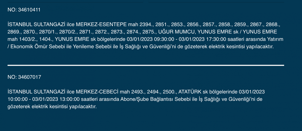 İstanbul’un çok sayıda ilçesinde elektrikler kesilecek (3 OCAK) - Sayfa 24
