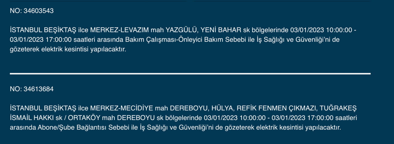 İstanbul’un çok sayıda ilçesinde elektrikler kesilecek (3 OCAK) - Sayfa 7
