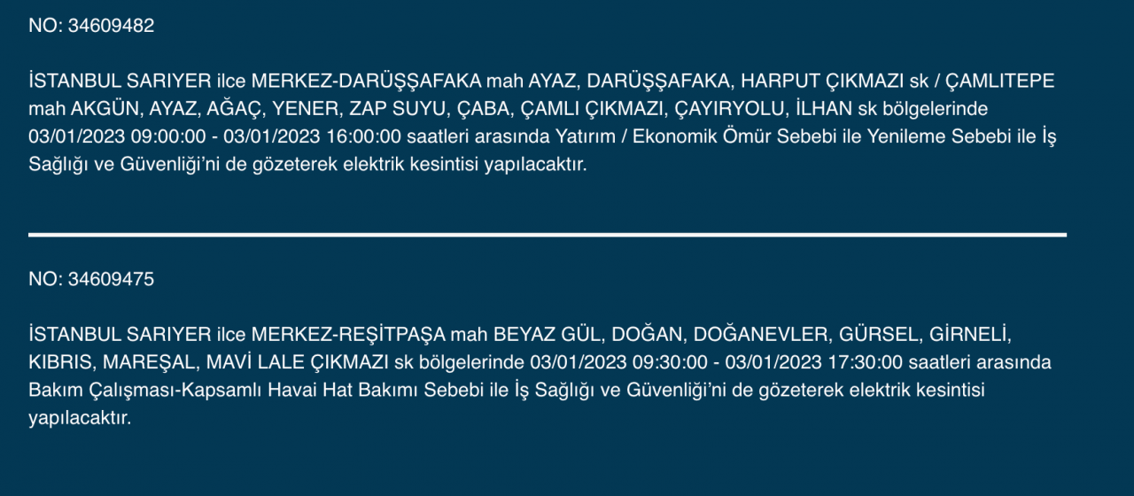 İstanbul’un çok sayıda ilçesinde elektrikler kesilecek (3 OCAK) - Sayfa 21