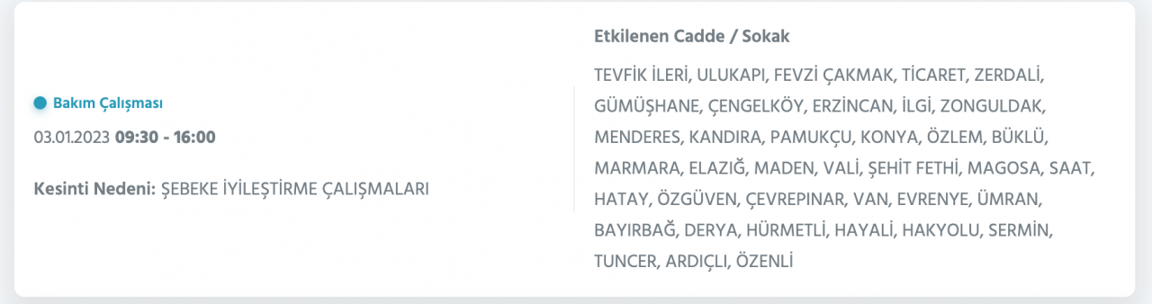 İstanbul’un çok sayıda ilçesinde elektrikler kesilecek (3 OCAK) - Sayfa 30