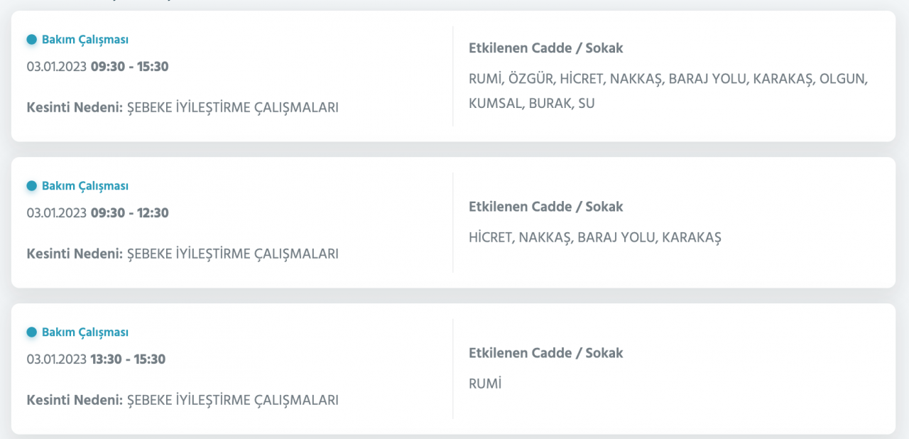 İstanbul’un çok sayıda ilçesinde elektrikler kesilecek (3 OCAK) - Sayfa 25