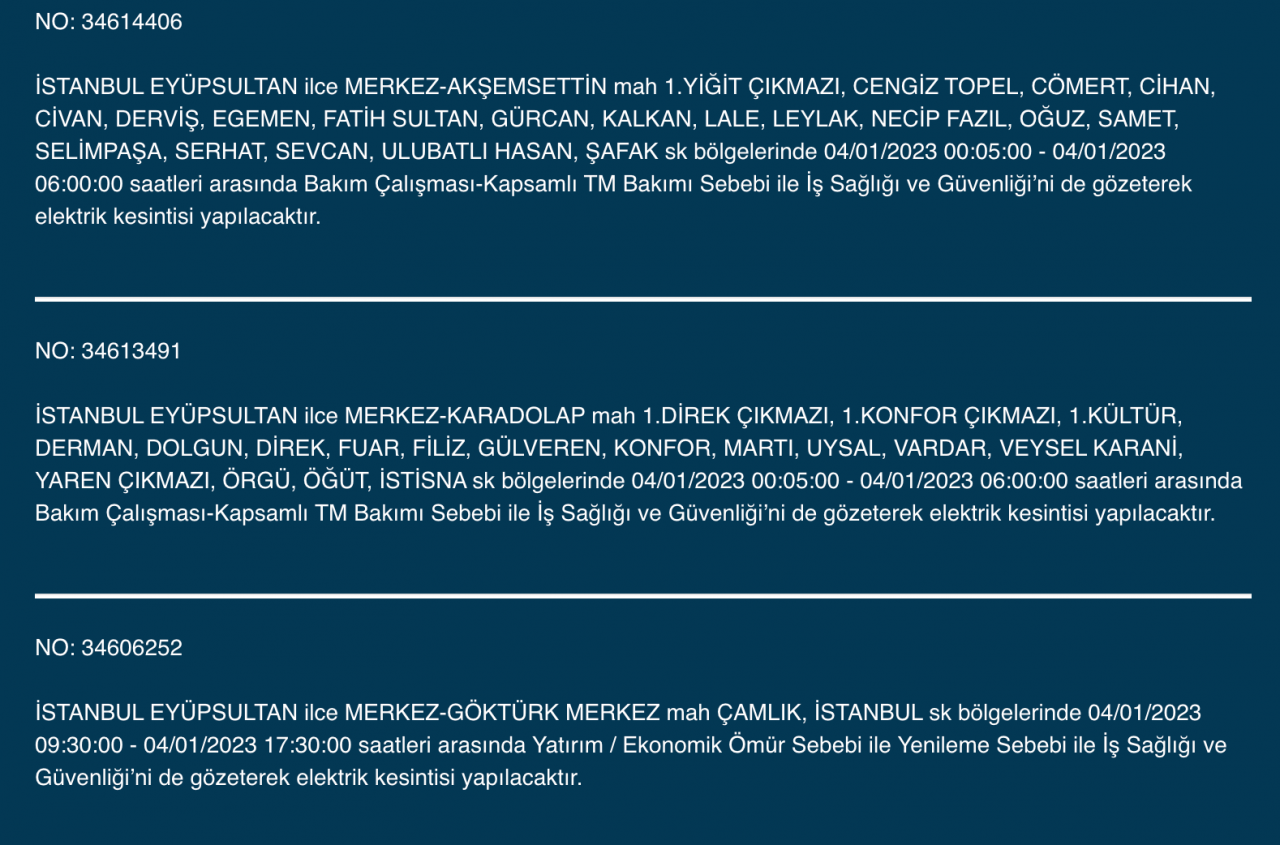 İstanbul’da uzun süreli elektrik kesintisi (4 OCAK) - Sayfa 12