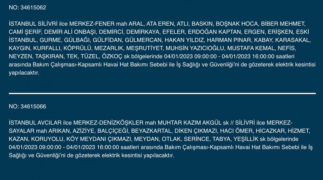 İstanbul’da uzun süreli elektrik kesintisi (4 OCAK) - Sayfa 17
