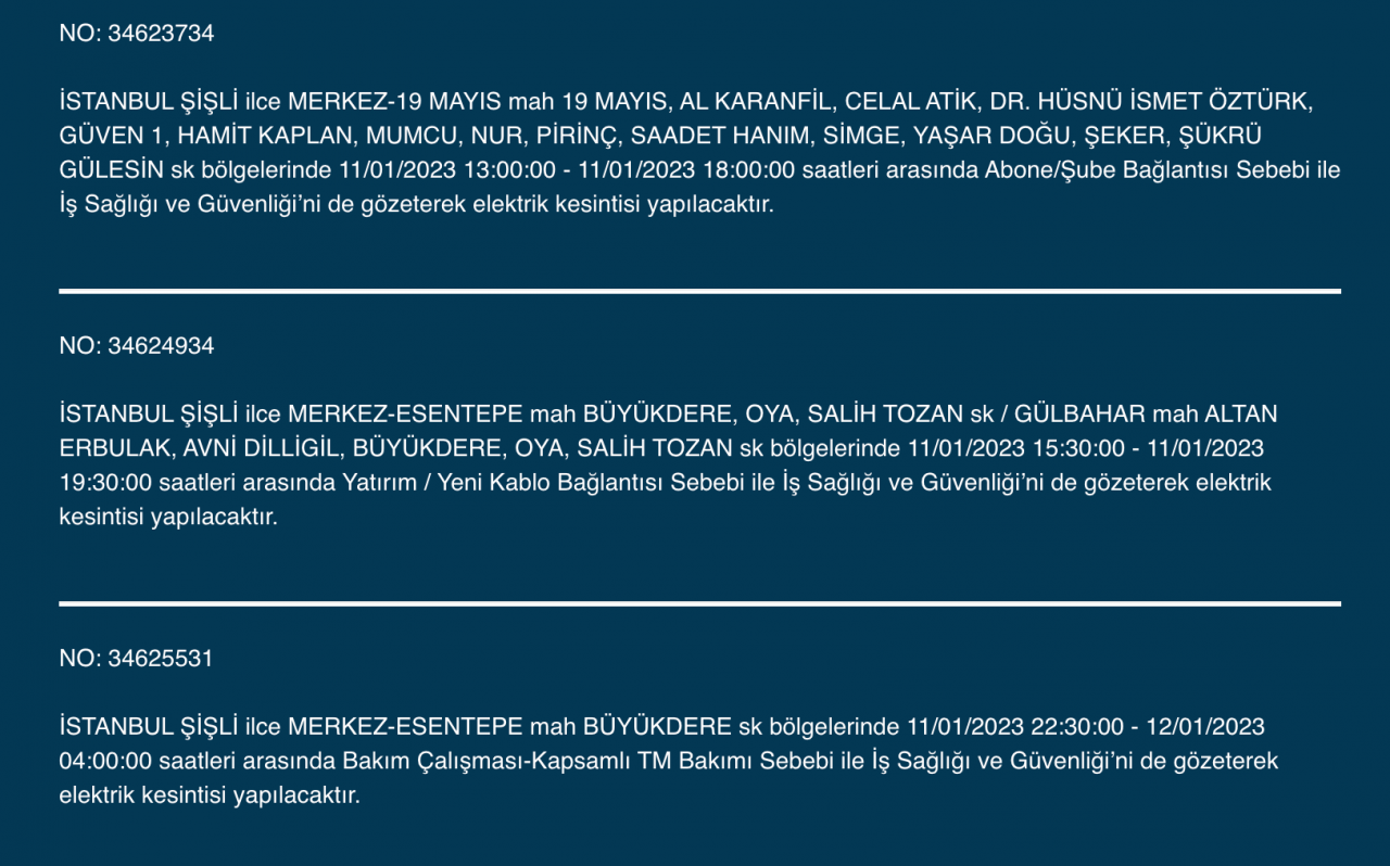 İstanbul’da uzun süreli elektrik kesintisi (11 Ocak) - Sayfa 29