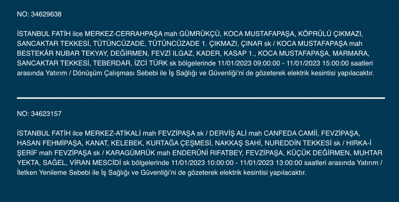 İstanbul’da uzun süreli elektrik kesintisi (11 Ocak) - Sayfa 15