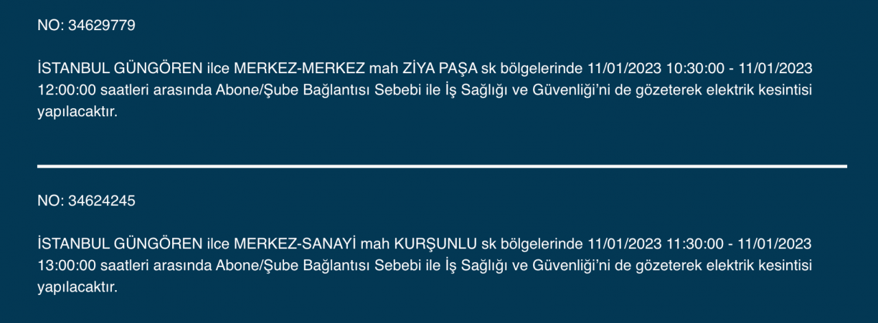 İstanbul’da uzun süreli elektrik kesintisi (11 Ocak) - Sayfa 22